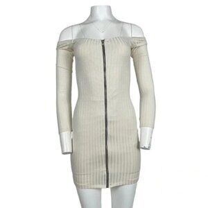 Off The Shoulder Bodycon Dress Cream